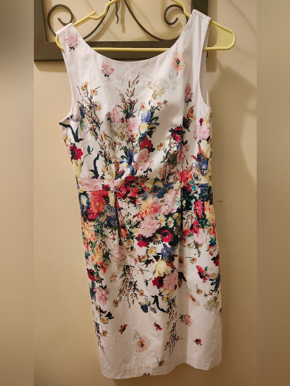 Talbots Floral Sleeveless Sheath Dress - White with Multicolor Floral Print
